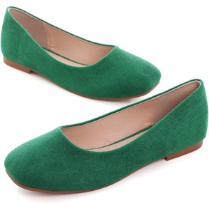 image:imageHee grand Square Toe Ballet Flats for Women Rhinestones Chains Black Suede Dress Shoes Comfort SlipOn LoafersBgrass Green