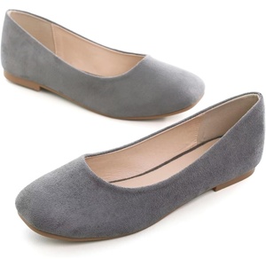 image:imageHee grand Square Toe Ballet Flats for Women Rhinestones Chains Black Suede Dress Shoes Comfort SlipOn LoafersBgray