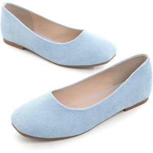 image:imageHee grand Square Toe Ballet Flats for Women Rhinestones Chains Black Suede Dress Shoes Comfort SlipOn LoafersBlight Blue