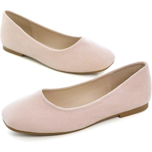 image:imageHee grand Square Toe Ballet Flats for Women Rhinestones Chains Black Suede Dress Shoes Comfort SlipOn LoafersBlight Pink