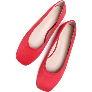 image:imageHee grand Square Toe Ballet Flats for Women Rhinestones Chains Black Suede Dress Shoes Comfort SlipOn LoafersBnew Red