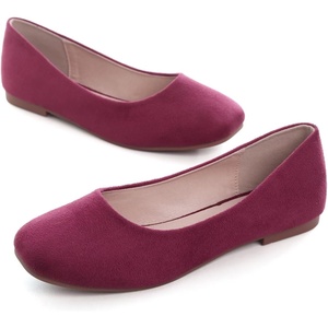 image:imageHee grand Square Toe Ballet Flats for Women Rhinestones Chains Black Suede Dress Shoes Comfort SlipOn LoafersBwine Red