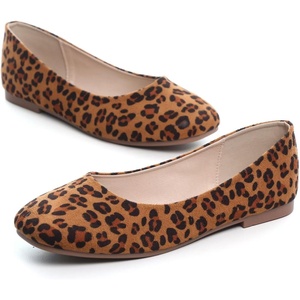 image:imageHee grand Square Toe Ballet Flats for Women Rhinestones Chains Black Suede Dress Shoes Comfort SlipOn LoafersDleopard Brown