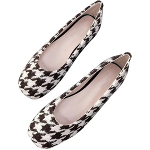 image:imageHee grand Square Toe Ballet Flats for Women Rhinestones Chains Black Suede Dress Shoes Comfort SlipOn LoafersFplaid Brown