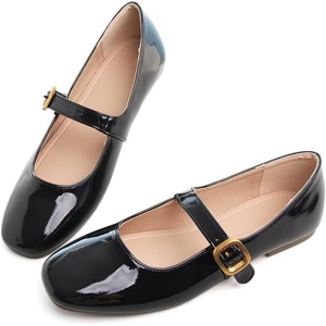 image:imageHee grand Women Mary Jane Shoes Glittery Dress Shoes Comfortable Square Toe Slip on Ballet Flats Lightweight Walking Shoes497black
