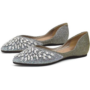 image:imageHee grand Women Pointed Toe Crystals Shoes Glittering Rhinestone Wedding Dress Shoes Fashion Womens FlatsGold