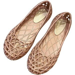 image:imageHee grand Women Summer Crystal Jelly Shoes Slip On Hollow Ballet Flats Soft Walking Shoes019apricot