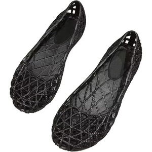 image:imageHee grand Women Summer Crystal Jelly Shoes Slip On Hollow Ballet Flats Soft Walking Shoes019black