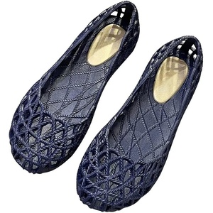 image:imageHee grand Women Summer Crystal Jelly Shoes Slip On Hollow Ballet Flats Soft Walking Shoes019blue