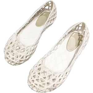 image:imageHee grand Women Summer Crystal Jelly Shoes Slip On Hollow Ballet Flats Soft Walking Shoes019white