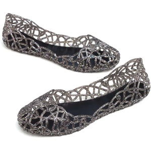 image:imageHee grand Women Summer Crystal Jelly Shoes Slip On Hollow Ballet Flats Soft Walking Shoes030new Black