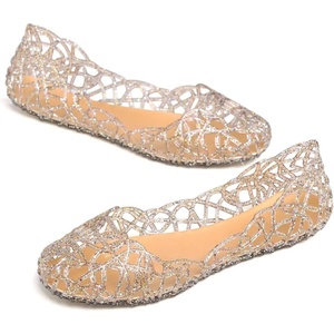 image:imageHee grand Women Summer Crystal Jelly Shoes Slip On Hollow Ballet Flats Soft Walking Shoes030new Gold