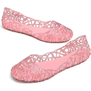 image:imageHee grand Women Summer Crystal Jelly Shoes Slip On Hollow Ballet Flats Soft Walking Shoes030new Pink