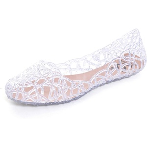 image:imageHee grand Women Summer Crystal Jelly Shoes Slip On Hollow Ballet Flats Soft Walking Shoes030silver