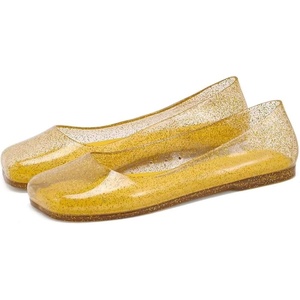 image:imageHee grand Women Summer Crystal Jelly Shoes Slip On Hollow Ballet Flats Soft Walking Shoes059gold