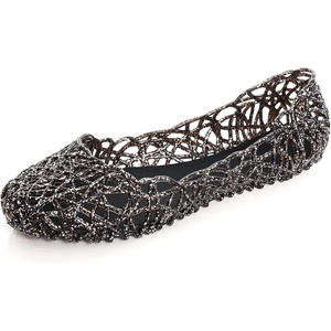 image:imageHee grand Women Summer Crystal Jelly Shoes Slip On Hollow Ballet Flats Soft Walking Shoes1black