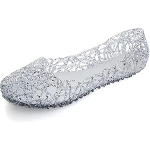 image:imageHee grand Women Summer Crystal Jelly Shoes Slip On Hollow Ballet Flats Soft Walking Shoes1silver
