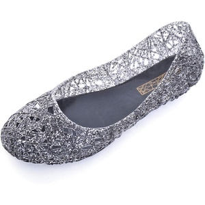 image:imageHee grand Women Summer Crystal Jelly Shoes Slip On Hollow Ballet Flats Soft Walking ShoesBlack