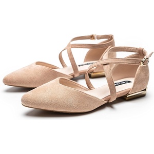 image:imageHee grand Womens Closed Pointed Toe Flats Ankle Strap Comfortable Low Heel Suede Dress Shoes Office Work Shoes Pumps030apricot