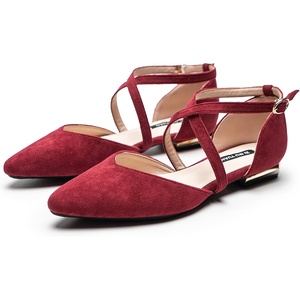 image:imageHee grand Womens Closed Pointed Toe Flats Ankle Strap Comfortable Low Heel Suede Dress Shoes Office Work Shoes Pumps030wine Red