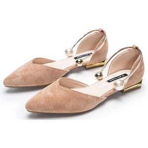 image:imageHee grand Womens Closed Pointed Toe Flats Ankle Strap Comfortable Low Heel Suede Dress Shoes Office Work Shoes Pumps032apricot