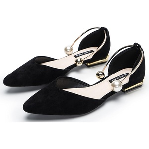 image:imageHee grand Womens Closed Pointed Toe Flats Ankle Strap Comfortable Low Heel Suede Dress Shoes Office Work Shoes Pumps032black