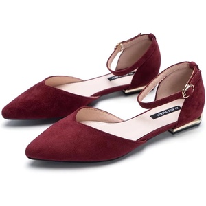 image:imageHee grand Womens Closed Pointed Toe Flats Ankle Strap Comfortable Low Heel Suede Dress Shoes Office Work Shoes Pumps208red