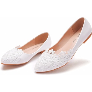 image:imageHee grand Womens Crystal White Wedding Shoes Rhinestone Beaded Pointed Toe Slip On Ballet Flats Shoes for Bride and Bridesmaid3white