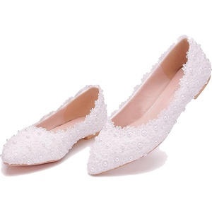 image:imageHee grand Womens Crystal White Wedding Shoes Rhinestone Beaded Pointed Toe Slip On Ballet Flats Shoes for Bride and Bridesmaid5white