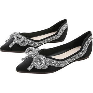 image:imageHee grand Womens Crystals Shoes Bowknot Pointed Toe Rhinestones Wedding Dress Shoes192black