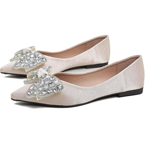 image:imageHee grand Womens Fashion Flats Exquisite Rhinestone Bow Dress Shoes Sparkly Evening Party Low Heel Shoes533apricot