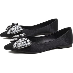image:imageHee grand Womens Fashion Flats Exquisite Rhinestone Bow Dress Shoes Sparkly Evening Party Low Heel Shoes533black