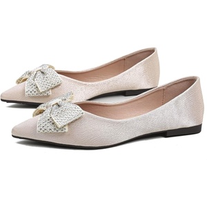 image:imageHee grand Womens Fashion Flats Exquisite Rhinestone Bow Dress Shoes Sparkly Evening Party Low Heel Shoes534apricot