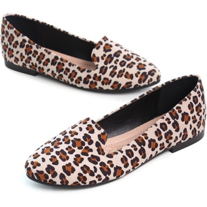 image:imageHee grand Womens Faux Suede Loafer Flats Comfortable Round Toe SlipOn Ballet Flat Shoes Office Casual ShoesLeopard Yellow
