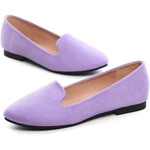 image:imageHee grand Womens Faux Suede Loafer Flats Comfortable Round Toe SlipOn Ballet Flat Shoes Office Casual ShoesLight Purple