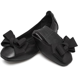 image:imageHee grand Womens Foldable Ballet Flats Square Toe Bowknot SlipOn Shoes Comfortable Soft Casual Flat Shoes for Work Travel DailyBlack