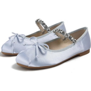 image:imageHee grand Womens Mary Jane Shoes Satin Round Toe Ballerina Flats Fashion Sparkling Rhinestones Dress Shoes Comfort Dancing ShoesBlue