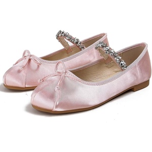 image:imageHee grand Womens Mary Jane Shoes Satin Round Toe Ballerina Flats Fashion Sparkling Rhinestones Dress Shoes Comfort Dancing ShoesPink