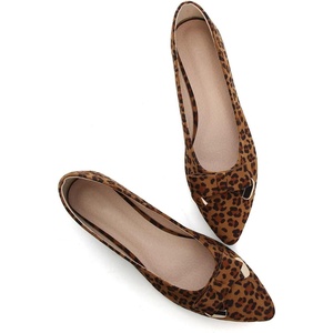 image:imageHee grand Womens Pointed Toe Ballet Flats with Bow Metal Buckle Comfortable SlipOn Dress Shoes for OfficeLeopard Brown