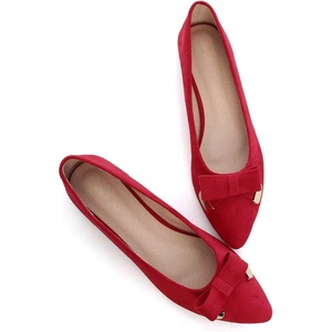 image:imageHee grand Womens Pointed Toe Ballet Flats with Bow Metal Buckle Comfortable SlipOn Dress Shoes for OfficeRed