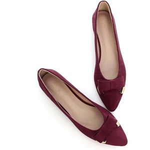 image:imageHee grand Womens Pointed Toe Ballet Flats with Bow Metal Buckle Comfortable SlipOn Dress Shoes for OfficeWine Red