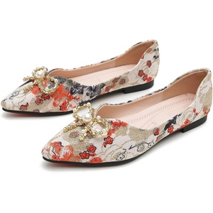 image:imageHee grand Womens Pointed Toe Shallow Ballet Flats Lace Fashion Rhinestone BowKnot Flat Shoes Slip On Work Shoes3red