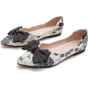 image:imageHee grand Womens Pointed Toe Shallow Ballet Flats Lace Fashion Rhinestone BowKnot Flat Shoes Slip On Work Shoes4black