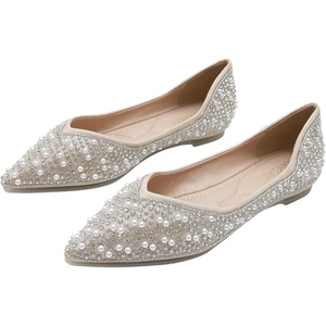 image:imageHee grand Womens Slip On Pointed Toe Ballet Flats Rhinestone Sequins Fashion Flat Shoes for Work Wedding Dress Shoes2apricot