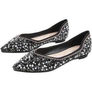 image:imageHee grand Womens Slip On Pointed Toe Ballet Flats Rhinestone Sequins Fashion Flat Shoes for Work Wedding Dress Shoes3black