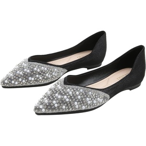 image:imageHee grand Womens Slip On Pointed Toe Ballet Flats Rhinestone Sequins Fashion Flat Shoes for Work Wedding Dress Shoes4black