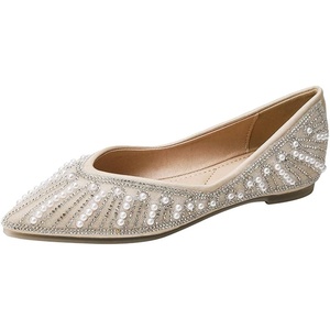 image:imageHee grand Womens Slip On Pointed Toe Ballet Flats Rhinestone Sequins Fashion Flat Shoes for Work Wedding Dress Shoes5apricot