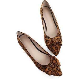 image:imageHee grand Womens Slip on Retro Plaid Bow Ballet Flats Pointed Toe Dress Shoes460leopard Brown
