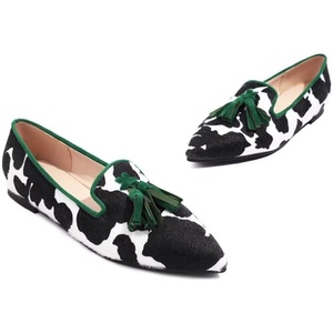 image:imageHee grand Womens Tassel Slip on Loafer Flat Casual Pointed Toe Faux Suede Flat Shoes Comfort Ballerina Flats Women Dressy468green Cow