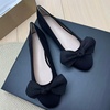 image:imageHEE grandWomens Bow Ballet Flats Round Toe Suede Slip On Dress Shoes Comfortable Flat Shoes for Wedding Party CasualBlack